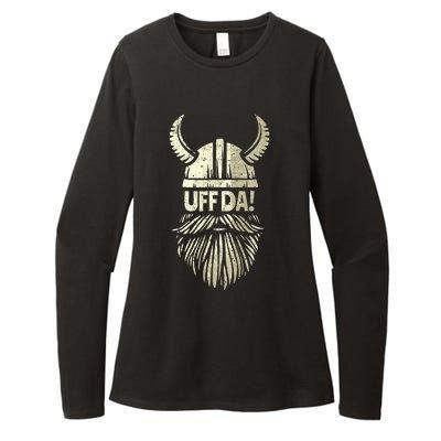 Uff Da Norwegian Quote Scandinavian Viking Helmet Beard Man  Womens CVC Long Sleeve Shirt