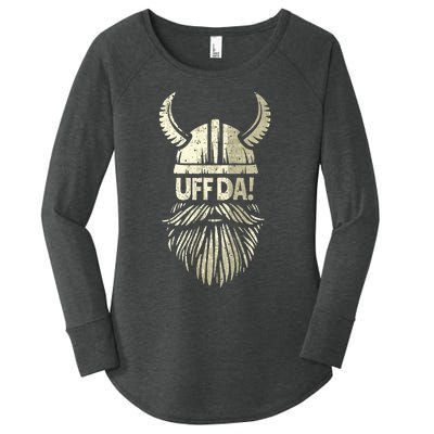 Uff Da Norwegian Quote Scandinavian Viking Helmet Beard Man  Women's Perfect Tri Tunic Long Sleeve Shirt