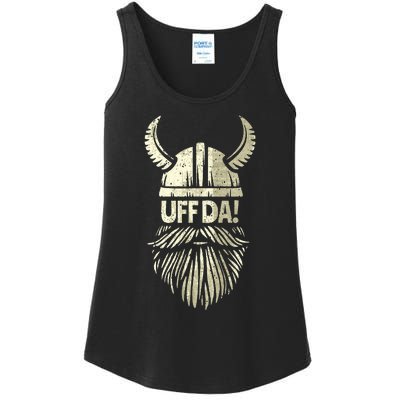 Uff Da Norwegian Quote Scandinavian Viking Helmet Beard Man  Ladies Essential Tank