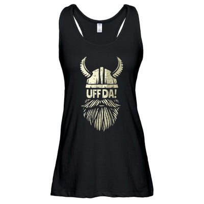 Uff Da Norwegian Quote Scandinavian Viking Helmet Beard Man  Ladies Essential Flowy Tank