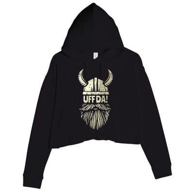 Uff Da Norwegian Quote Scandinavian Viking Helmet Beard Man  Crop Fleece Hoodie