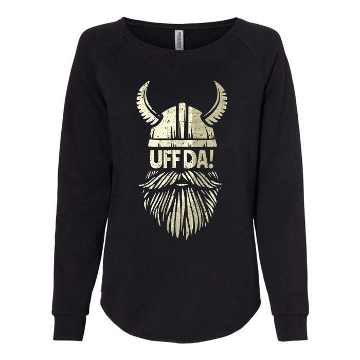 Uff Da Norwegian Quote Scandinavian Viking Helmet Beard Man  Womens California Wash Sweatshirt