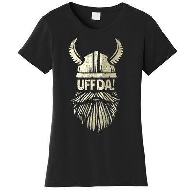 Uff Da Norwegian Quote Scandinavian Viking Helmet Beard Man  Women's T-Shirt