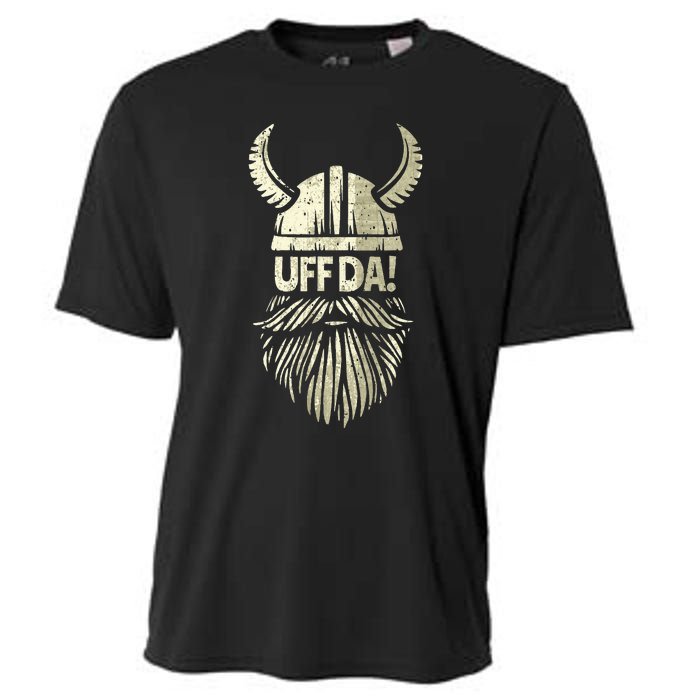 Uff Da Norwegian Quote Scandinavian Viking Helmet Beard Man Cooling Performance Crew T-Shirt