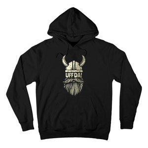 Uff Da Norwegian Quote Scandinavian Viking Helmet Beard Man Hoodie