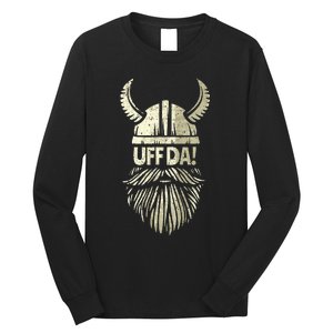 Uff Da Norwegian Quote Scandinavian Viking Helmet Beard Man Long Sleeve Shirt