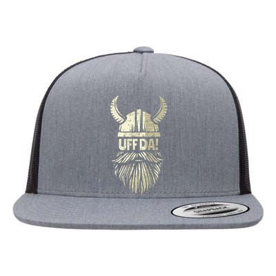 Uff Da Norwegian Quote Scandinavian Viking Helmet Beard Man Flat Bill Trucker Hat