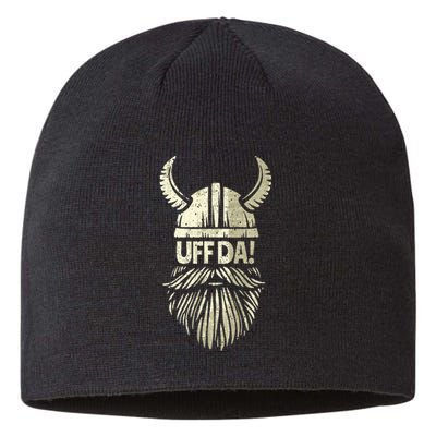 Uff Da Norwegian Quote Scandinavian Viking Helmet Beard Man Sustainable Beanie