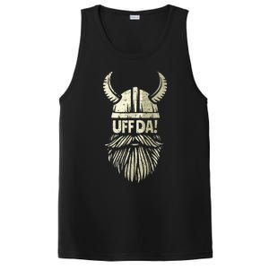 Uff Da Norwegian Quote Scandinavian Viking Helmet Beard Man PosiCharge Competitor Tank