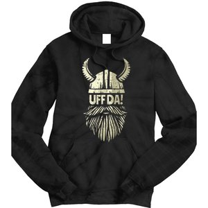 Uff Da Norwegian Quote Scandinavian Viking Helmet Beard Man Tie Dye Hoodie