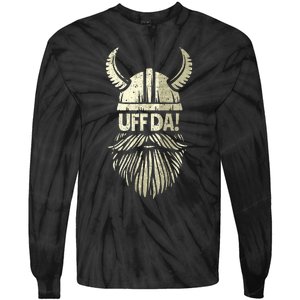 Uff Da Norwegian Quote Scandinavian Viking Helmet Beard Man Tie-Dye Long Sleeve Shirt