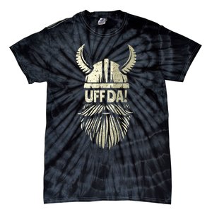 Uff Da Norwegian Quote Scandinavian Viking Helmet Beard Man Tie-Dye T-Shirt