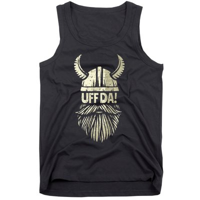 Uff Da Norwegian Quote Scandinavian Viking Helmet Beard Man Tank Top