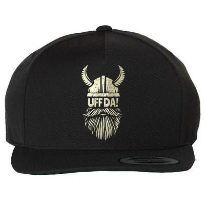 Uff Da Norwegian Quote Scandinavian Viking Helmet Beard Man Wool Snapback Cap