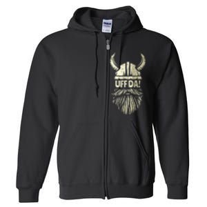 Uff Da Norwegian Quote Scandinavian Viking Helmet Beard Man Full Zip Hoodie