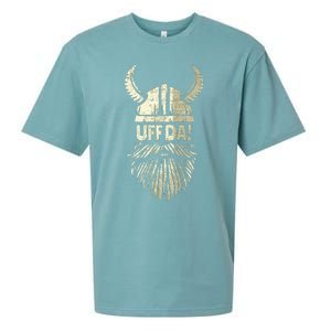 Uff Da Norwegian Quote Scandinavian Viking Helmet Beard Man Sueded Cloud Jersey T-Shirt