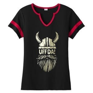 Uff Da Norwegian Quote Scandinavian Viking Helmet Beard Man Ladies Halftime Notch Neck Tee