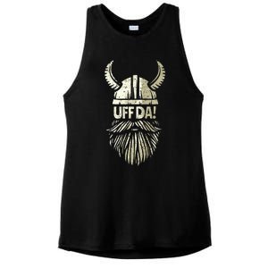 Uff Da Norwegian Quote Scandinavian Viking Helmet Beard Man Ladies PosiCharge Tri-Blend Wicking Tank