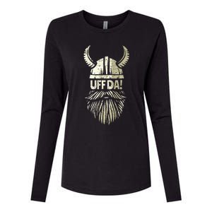 Uff Da Norwegian Quote Scandinavian Viking Helmet Beard Man Womens Cotton Relaxed Long Sleeve T-Shirt