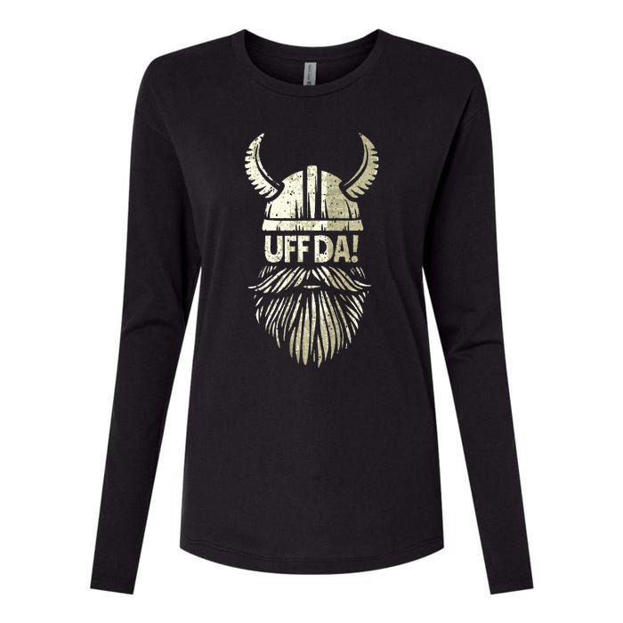 Uff Da Norwegian Quote Scandinavian Viking Helmet Beard Man Womens Cotton Relaxed Long Sleeve T-Shirt