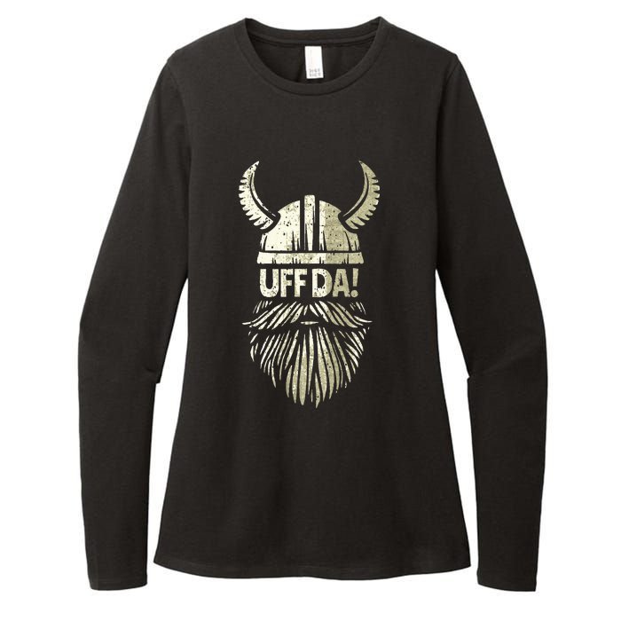 Uff Da Norwegian Quote Scandinavian Viking Helmet Beard Man Womens CVC Long Sleeve Shirt