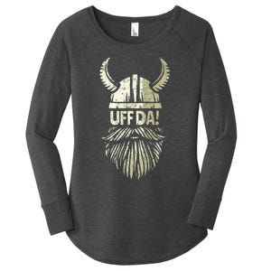 Uff Da Norwegian Quote Scandinavian Viking Helmet Beard Man Women's Perfect Tri Tunic Long Sleeve Shirt