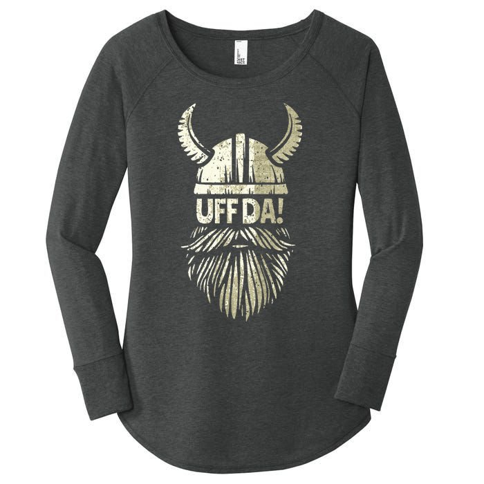 Uff Da Norwegian Quote Scandinavian Viking Helmet Beard Man Women's Perfect Tri Tunic Long Sleeve Shirt