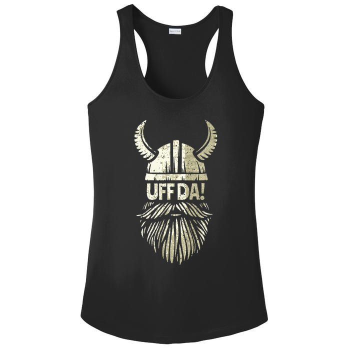 Uff Da Norwegian Quote Scandinavian Viking Helmet Beard Man Ladies PosiCharge Competitor Racerback Tank