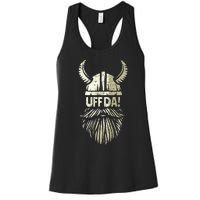 Uff Da Norwegian Quote Scandinavian Viking Helmet Beard Man Women's Racerback Tank