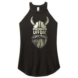 Uff Da Norwegian Quote Scandinavian Viking Helmet Beard Man Women's Perfect Tri Rocker Tank