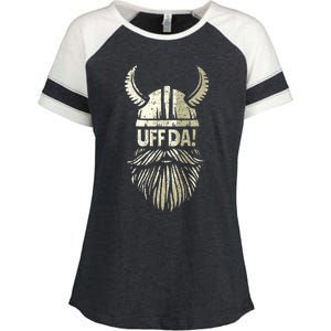 Uff Da Norwegian Quote Scandinavian Viking Helmet Beard Man Enza Ladies Jersey Colorblock Tee