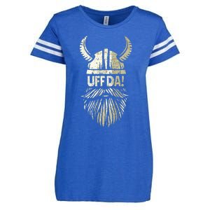 Uff Da Norwegian Quote Scandinavian Viking Helmet Beard Man Enza Ladies Jersey Football T-Shirt