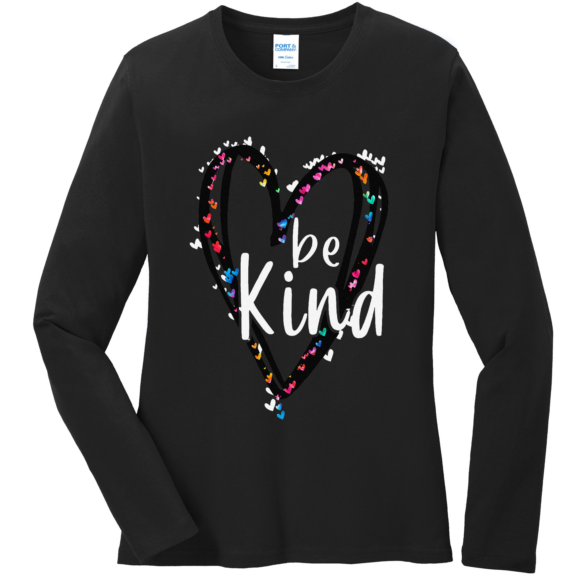 Unity Day Orange Heart Be Kind Anti Bullying Teacher Ladies Long Sleeve Shirt