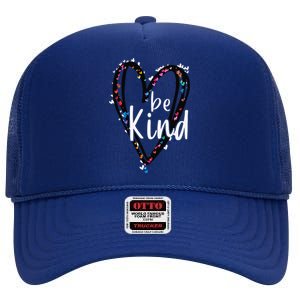 Unity Day Orange Heart Be Kind Anti Bullying Teacher High Crown Mesh Back Trucker Hat