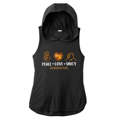 Unity Day Orange Peace Love Unity End Bullying Kindness Ladies PosiCharge Tri-Blend Wicking Draft Hoodie Tank