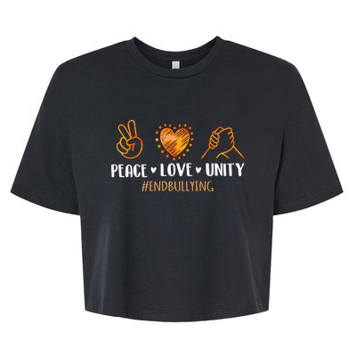 Unity Day Orange Peace Love Unity End Bullying Kindness Bella+Canvas Jersey Crop Tee