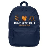 Unity Day Orange Peace Love Unity End Bullying Kindness 16 in Basic Backpack