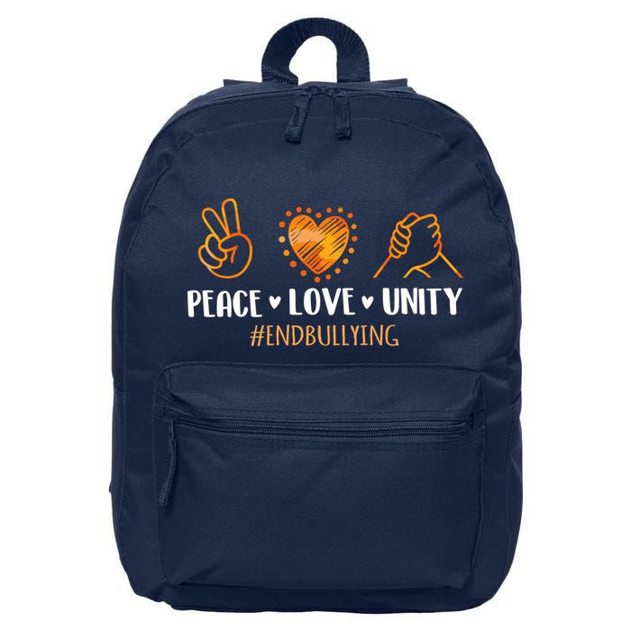 Unity Day Orange Peace Love Unity End Bullying Kindness 16 in Basic Backpack
