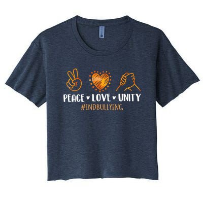 Unity Day Orange Peace Love Unity End Bullying Kindness Women's Crop Top Tee