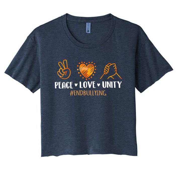 Unity Day Orange Peace Love Unity End Bullying Kindness Women's Crop Top Tee