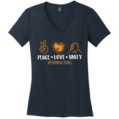 Unity Day Orange Peace Love Unity End Bullying Kindness Women's V-Neck T-Shirt