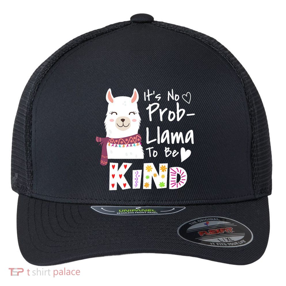 Unity Day Orange No Prob Llama Be Kind Anti Bullying Flexfit Unipanel Trucker Cap