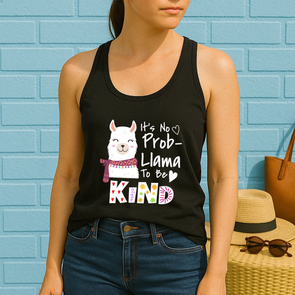 Unity Day Orange No Prob Llama Be Kind Anti Bullying Womens Tank Top