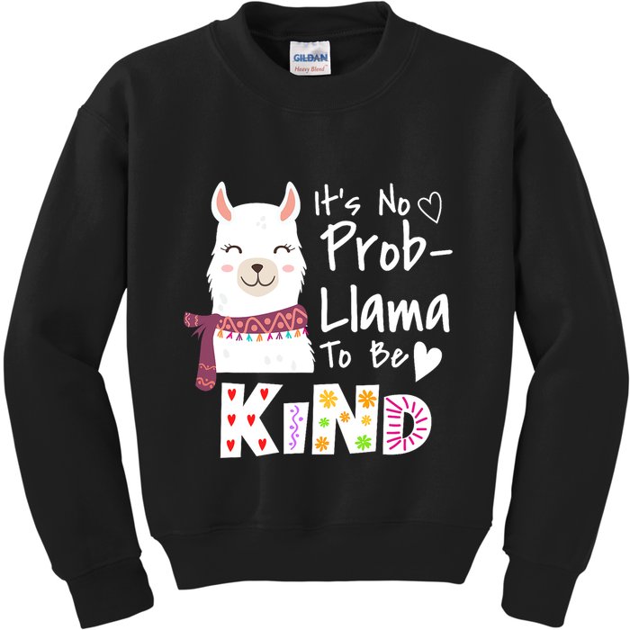Unity Day Orange No Prob Llama Be Kind Anti Bullying Kids Sweatshirt