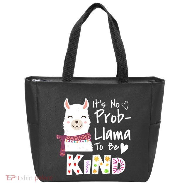 Unity Day Orange No Prob Llama Be Kind Anti Bullying Zip Tote Bag