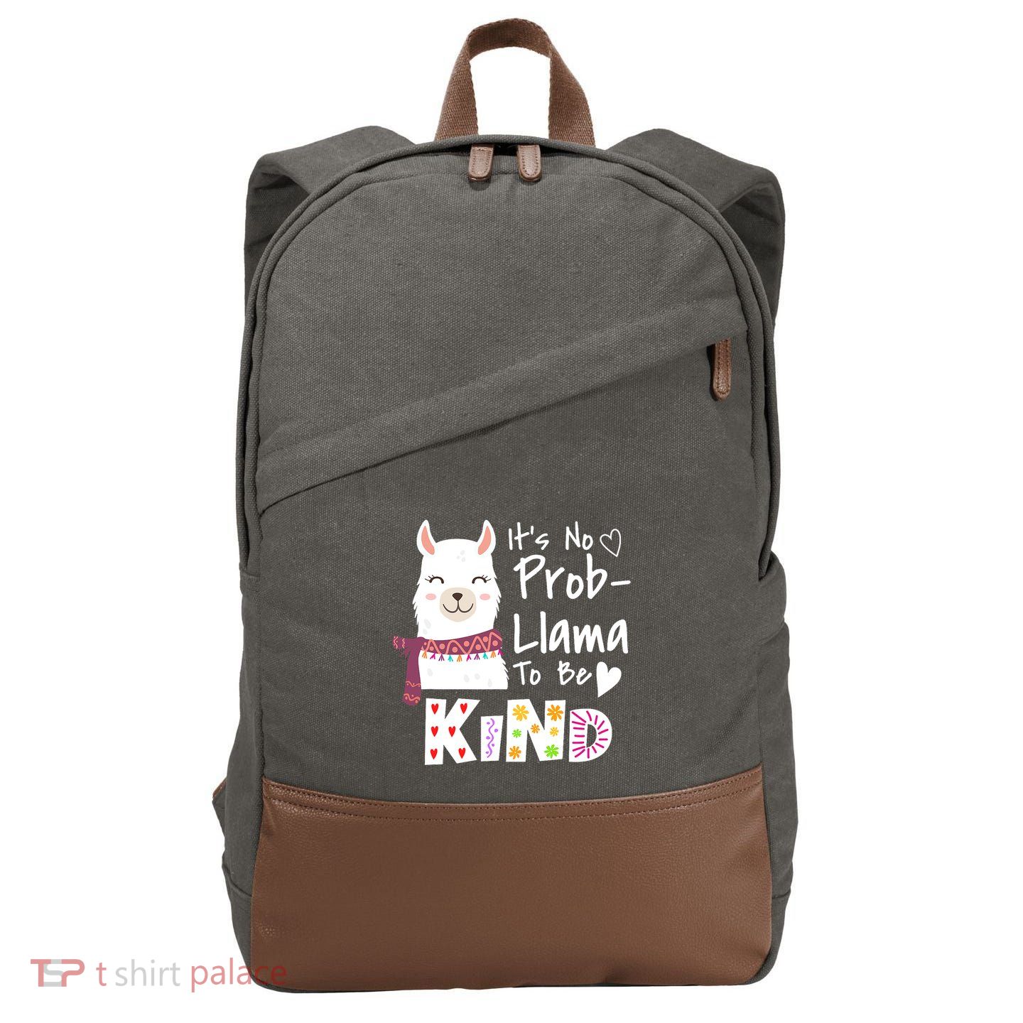 Unity Day Orange No Prob Llama Be Kind Anti Bullying Cotton Canvas Backpack