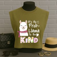 Unity Day Orange No Prob Llama Be Kind Anti Bullying Garment-Dyed Women's Muscle Tee