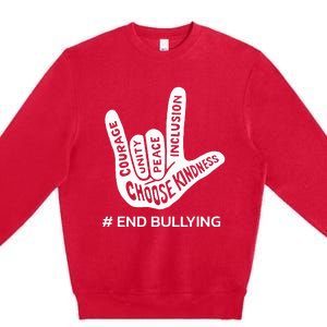 Unity Day Orange Anti Bullying Peace Love Sign Language Premium Crewneck Sweatshirt