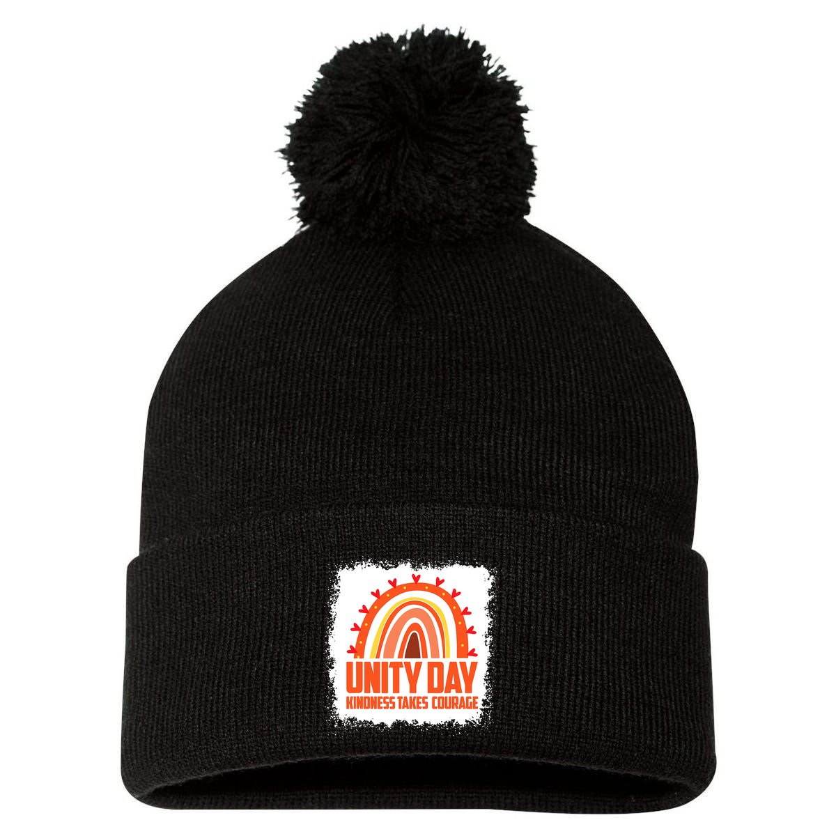 Unity Day Orange Kindness Takes Courage Unity Day Kids Pom Pom 12in Knit Beanie