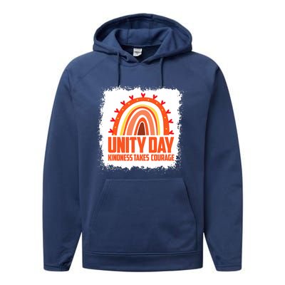 Unity Day Orange Kindness Takes Courage Unity Day Kids Performance Fleece Hoodie